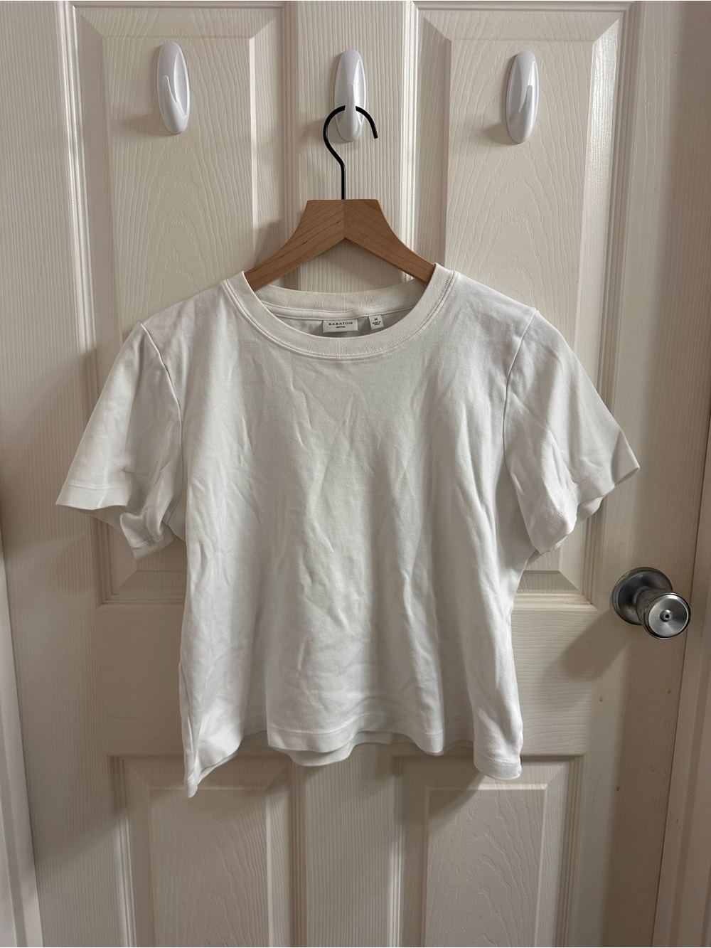 Babaton Cropped Crewneck Tee - White